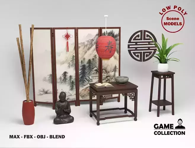 Chinese Props Low-poly 3D model