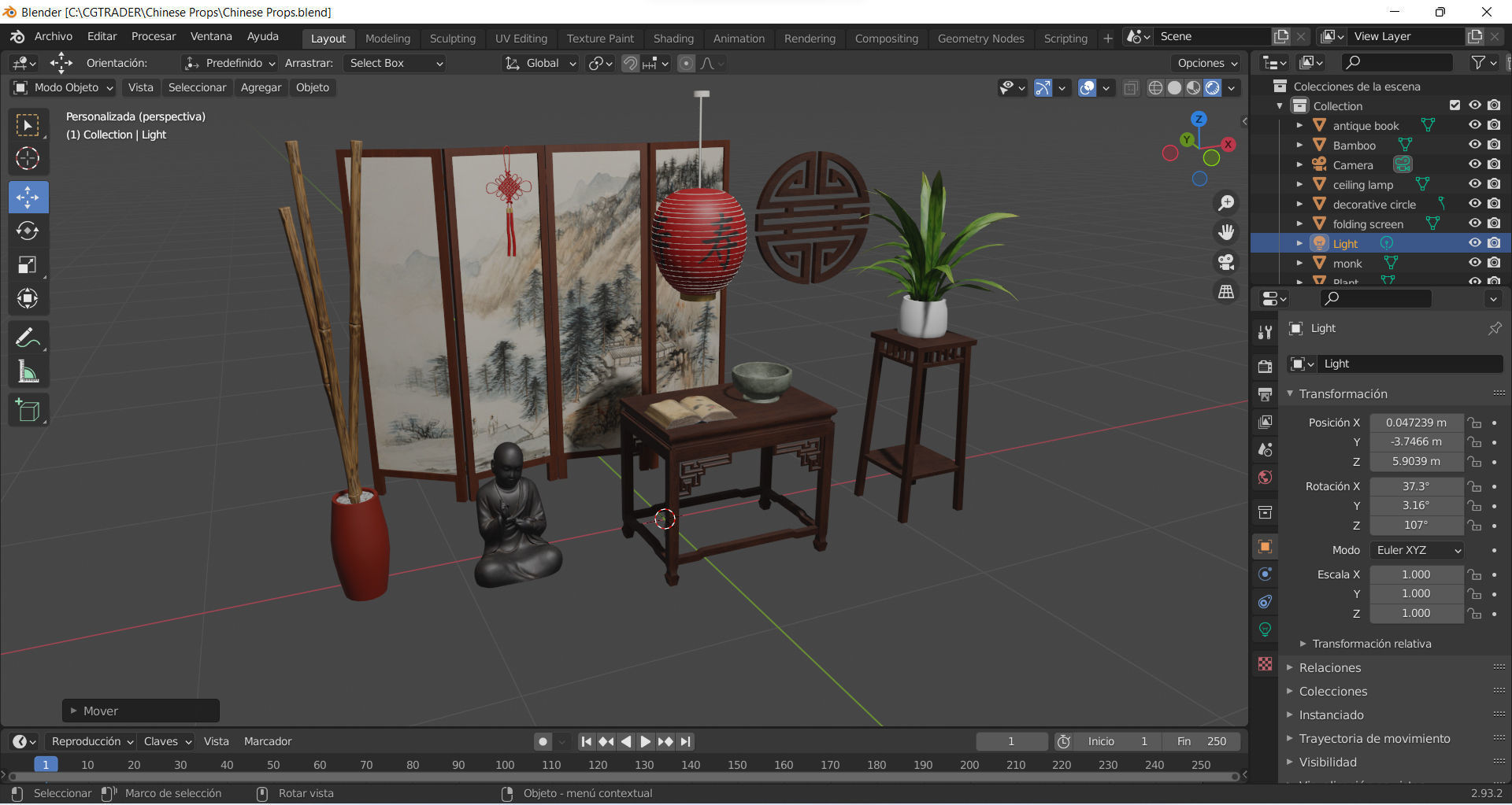 Chinese Props Low-poly 3D model_13