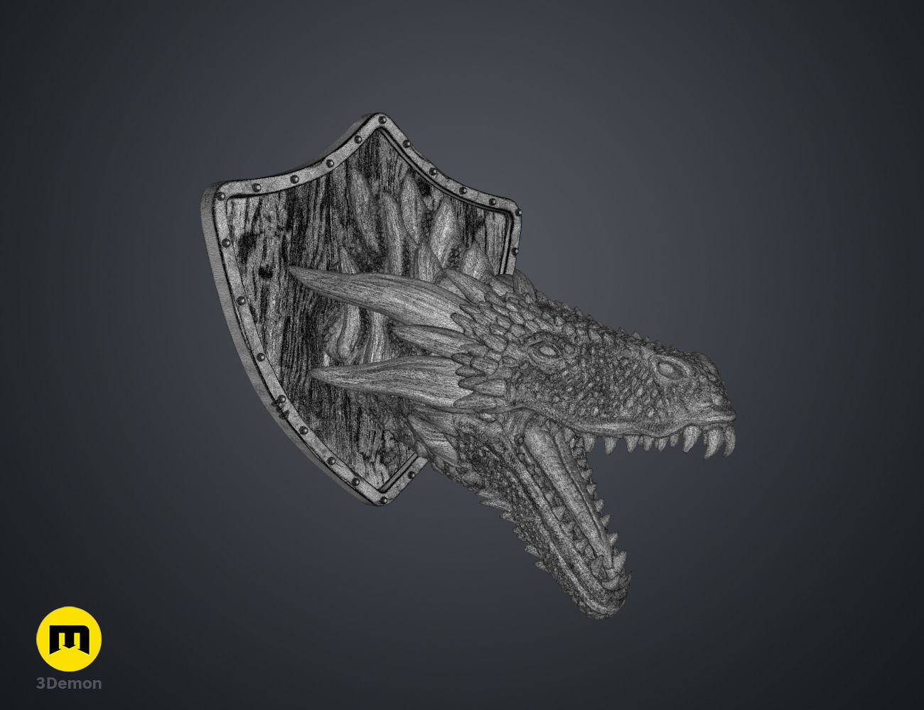 Dragon Head Wall Trophy - Game of Thrones 3D print model_12