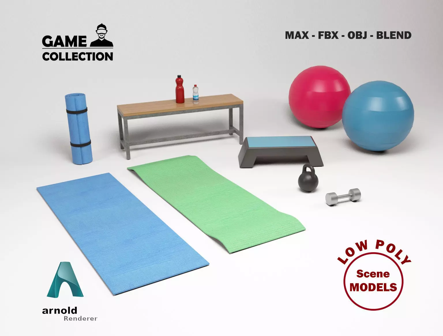 Fitness Props Low-poly 3D model