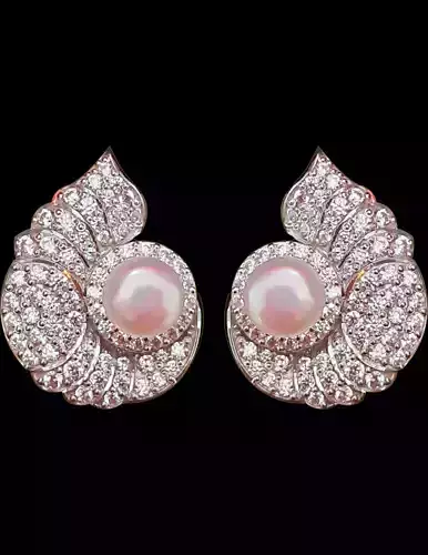  Diamond earring with pearl Jewellery For Women