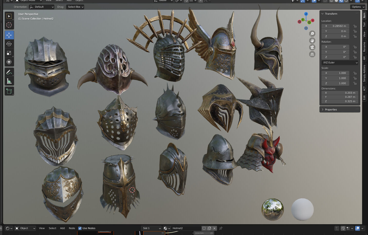 15 Helmets Game Ready Low-poly 3D model_6