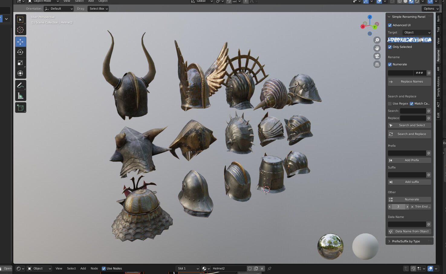 15 Helmets Game Ready Low-poly 3D model_5