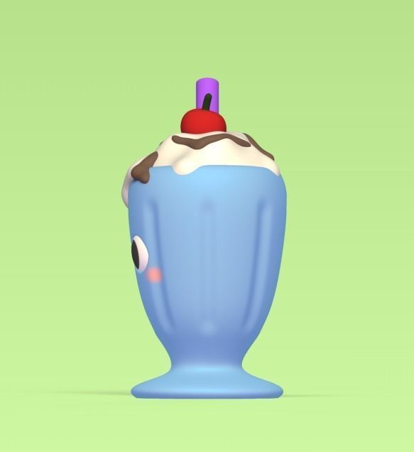 Milkshake ice cream sundae 3D print model_1