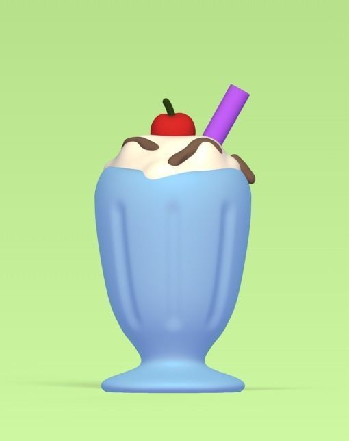 Milkshake ice cream sundae 3D print model_2