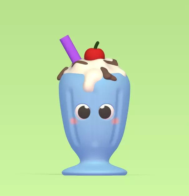 Milkshake ice cream sundae 3D print model_0