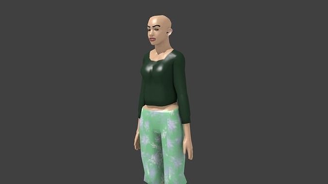 fermale girl in dress Low-poly 3D model