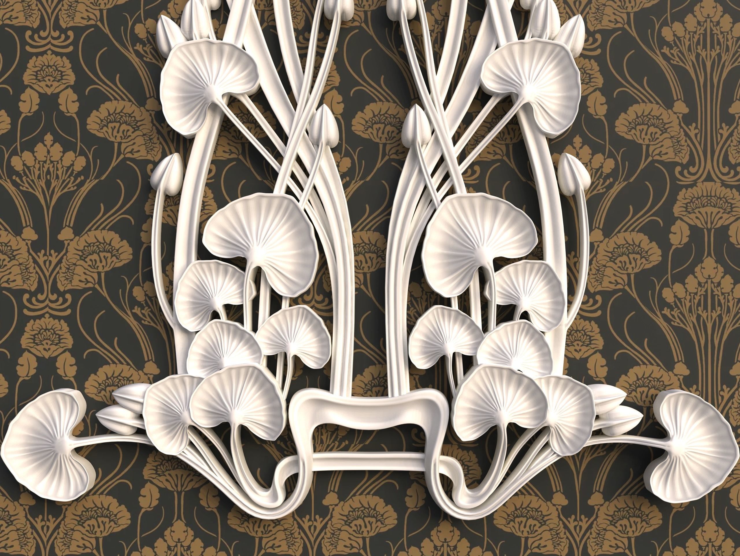 Art Nouveau ornament Water lily 3D print model_3