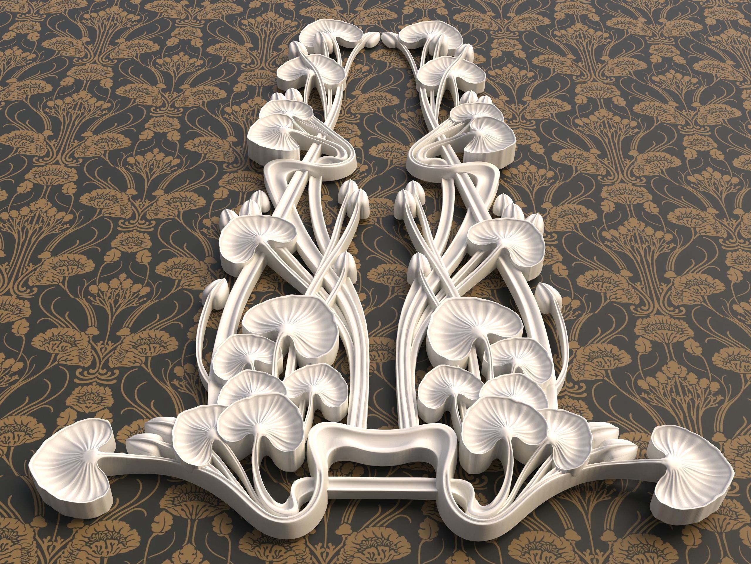Art Nouveau ornament Water lily 3D print model_1