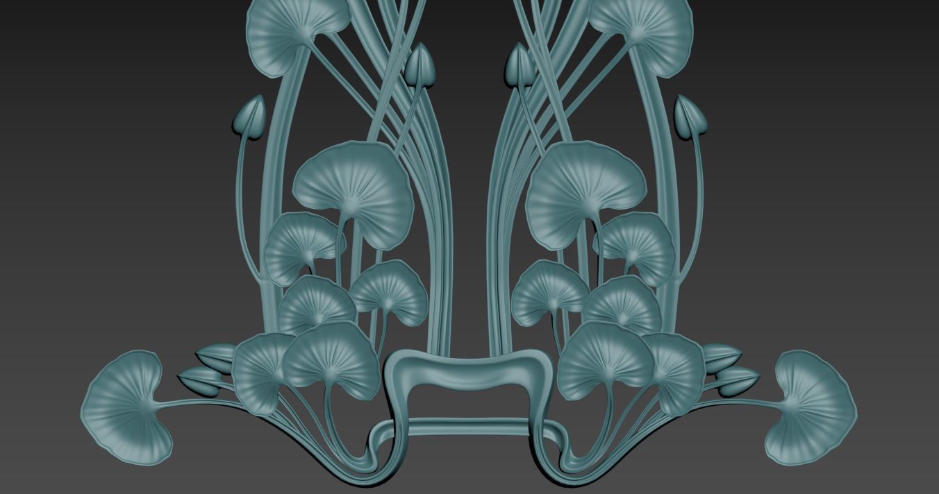Art Nouveau ornament Water lily 3D print model_7