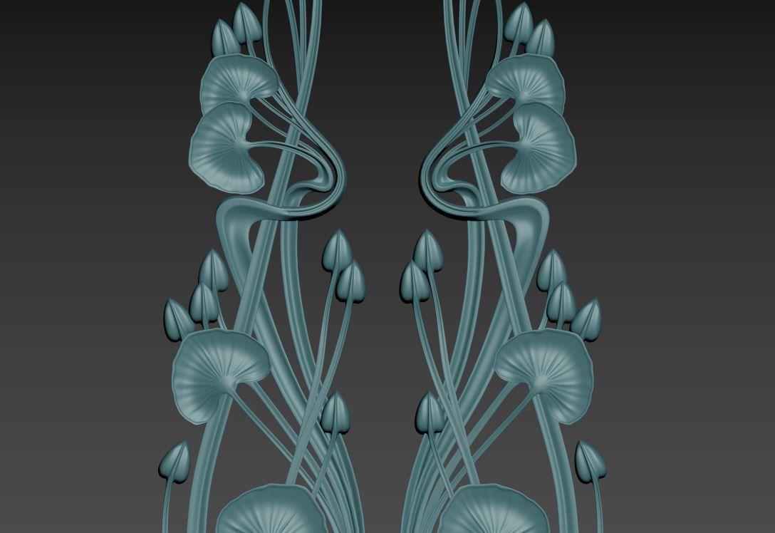 Art Nouveau ornament Water lily 3D print model_9