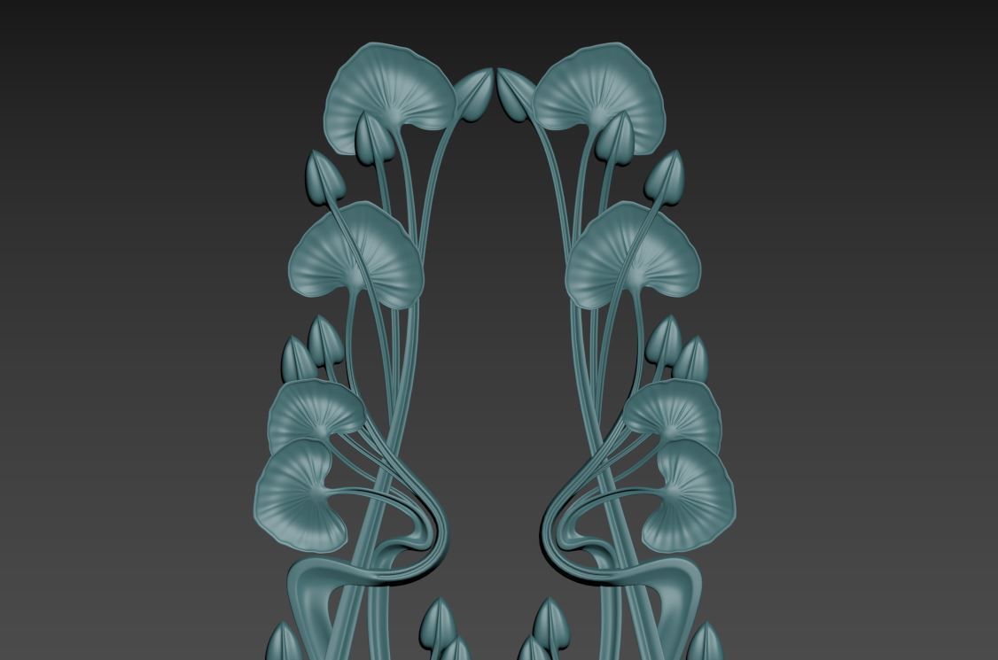 Art Nouveau ornament Water lily 3D print model_8
