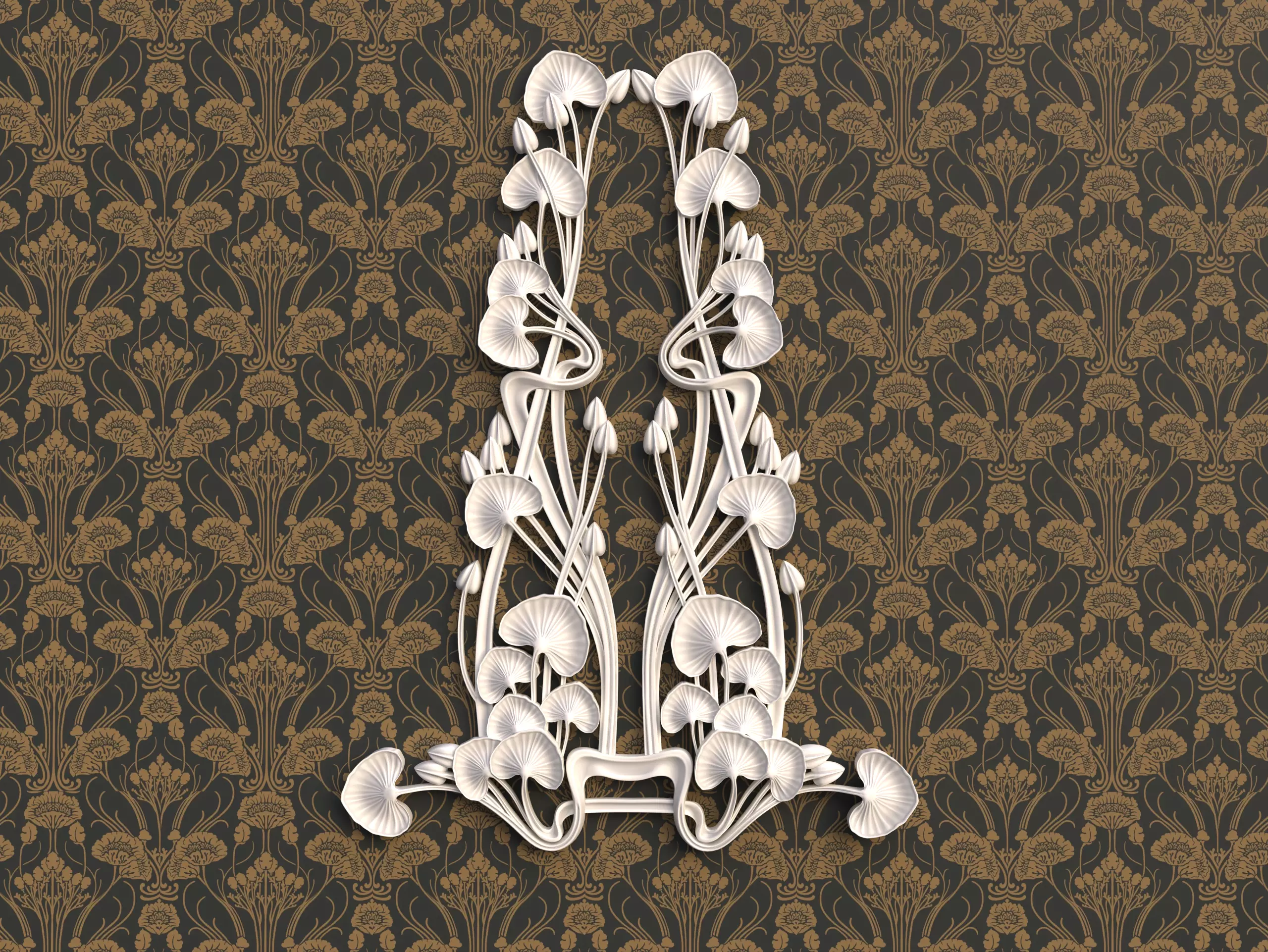 Art Nouveau ornament Water lily 3D print model_0