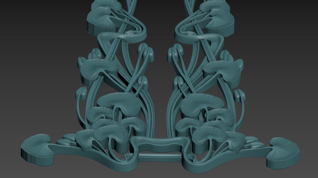 Art Nouveau ornament Water lily 3D print model_11