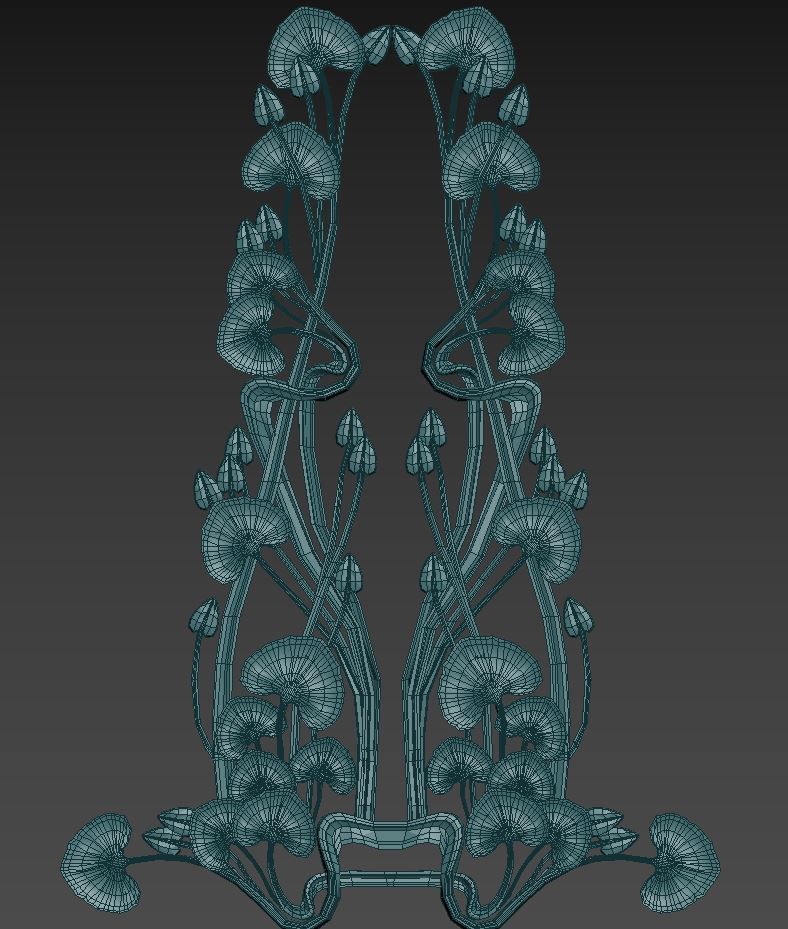 Art Nouveau ornament Water lily 3D print model_13