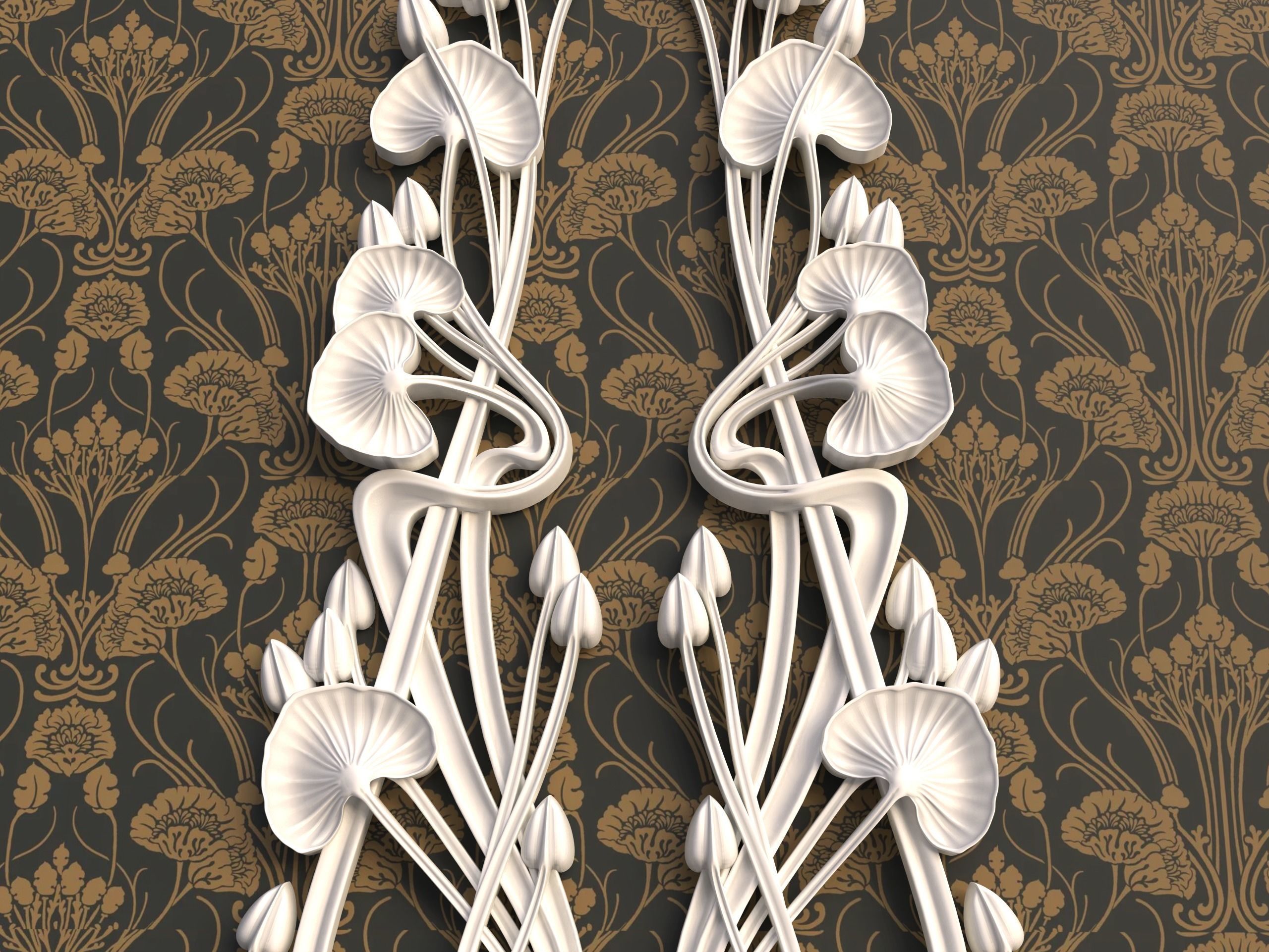 Art Nouveau ornament Water lily 3D print model_5