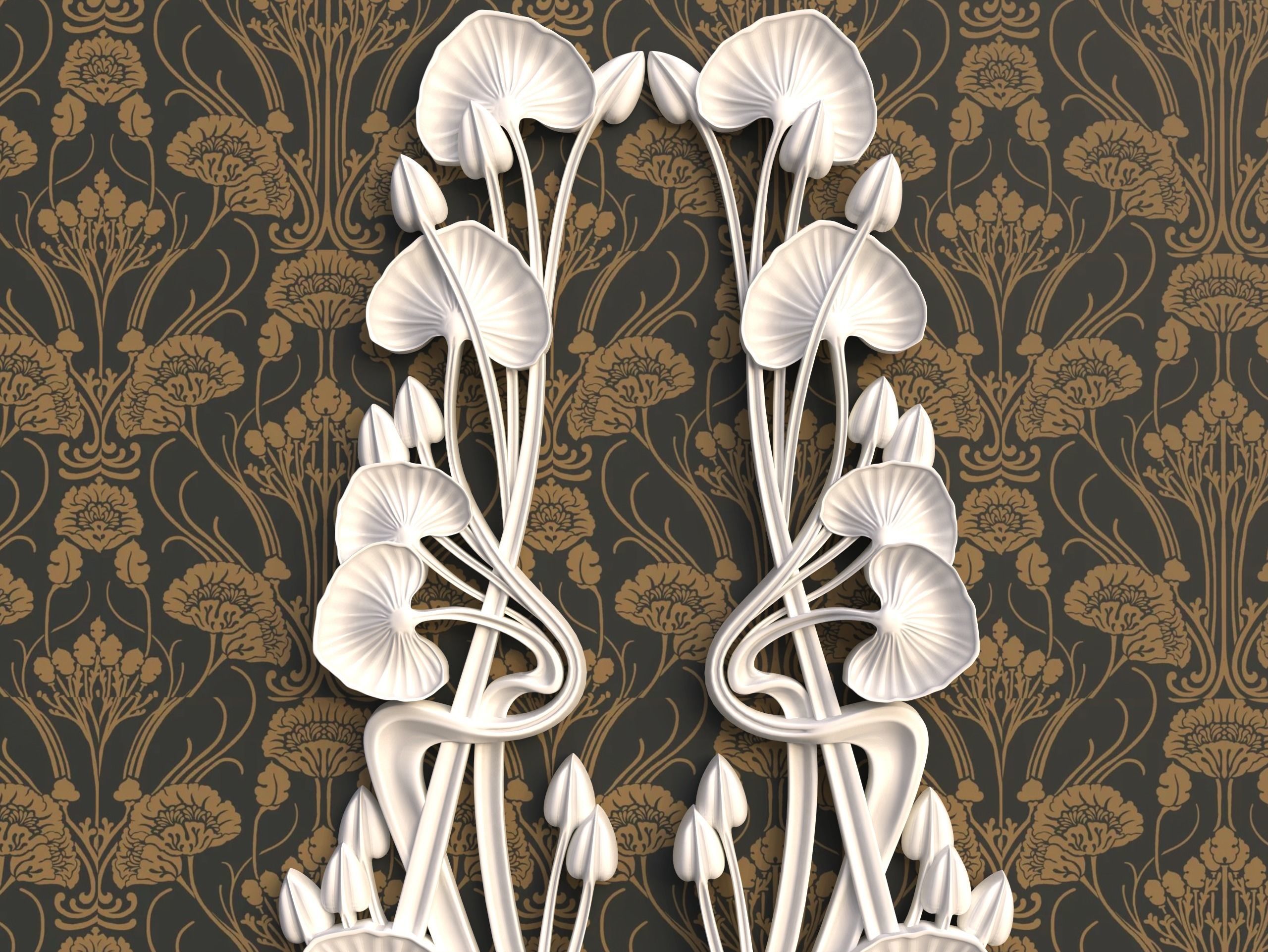 Art Nouveau ornament Water lily 3D print model_2