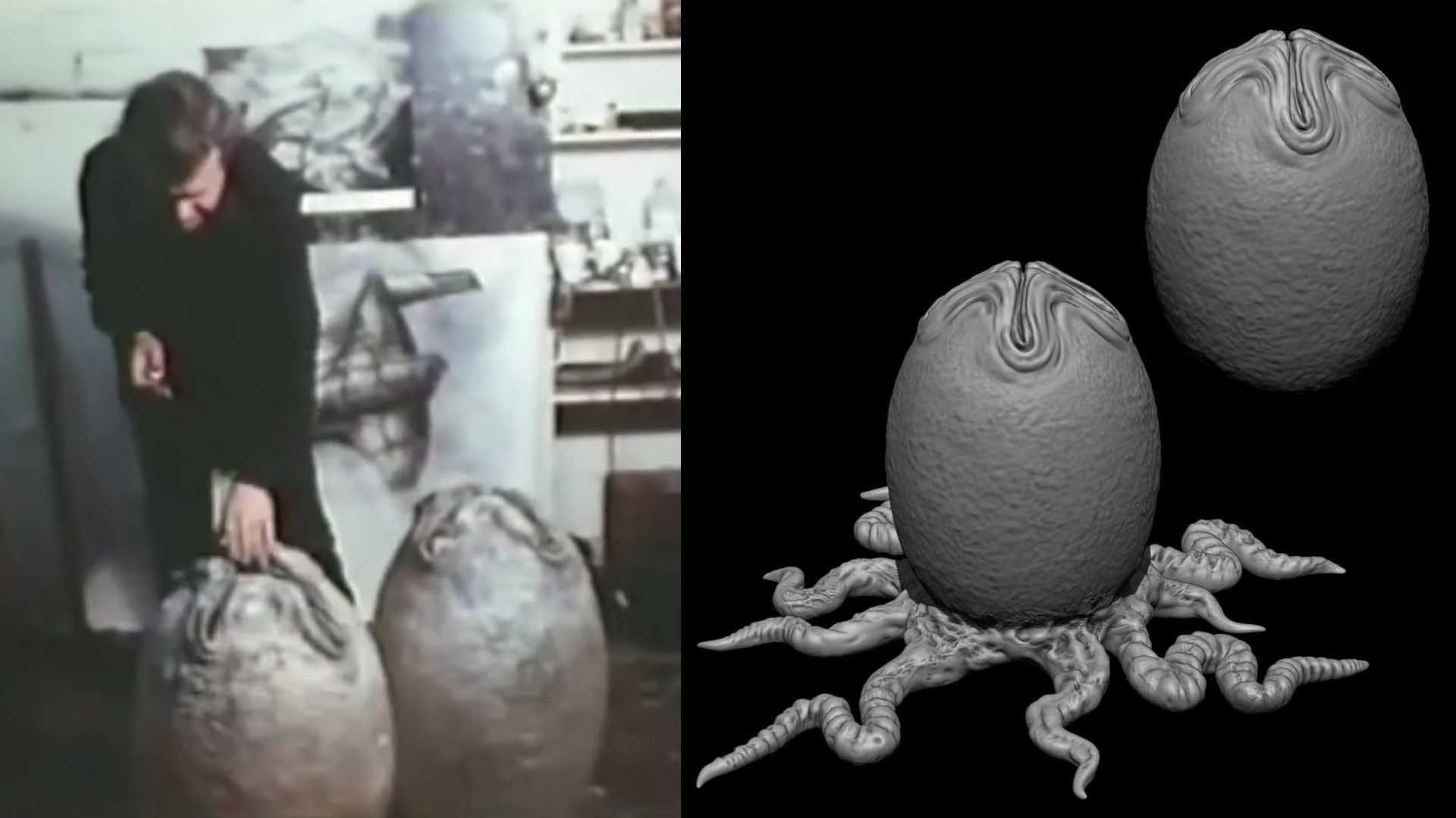 3D PRINTABLE ALIEN EGG OVOMORPH 1979 WITH ROOTS AND FLAT BOTTOM 3D print model_2