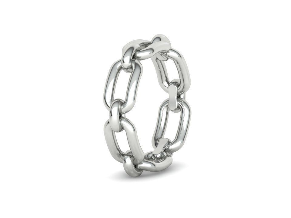 Classic Chain Link Ring 3dprint model  fingers 5-9US  3D print model_24
