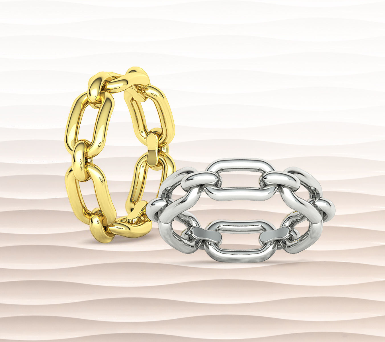 Classic Chain Link Ring 3dprint model  fingers 5-9US  3D print model_1