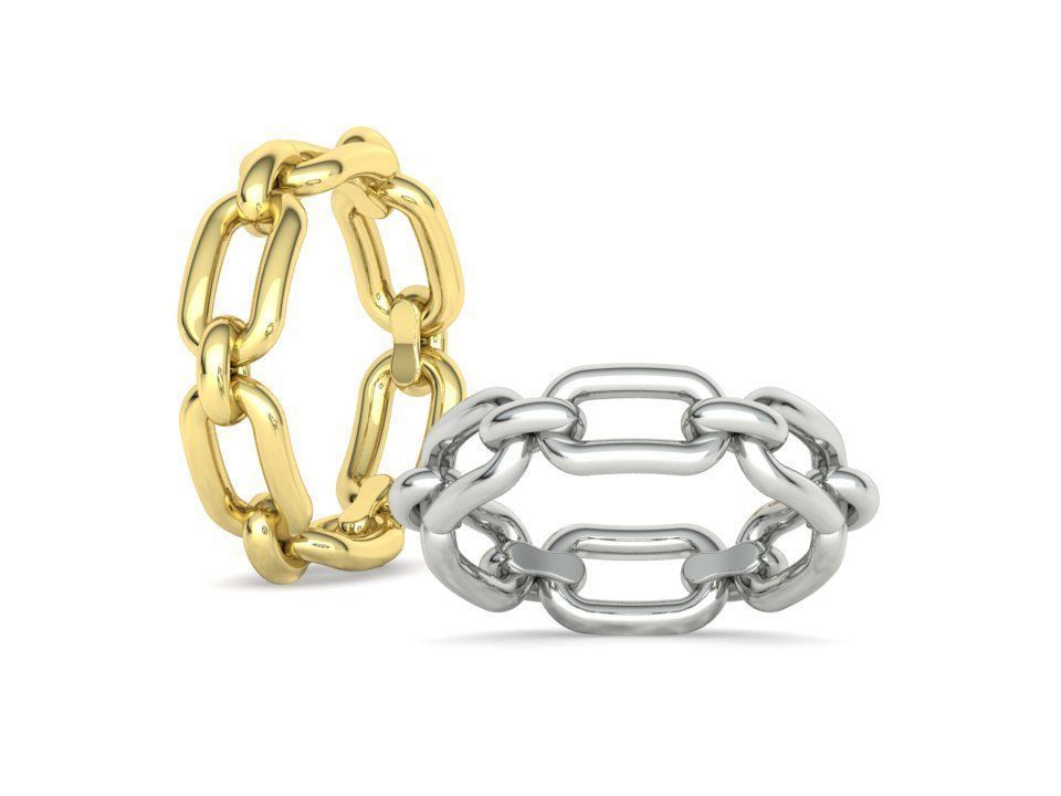 Classic Chain Link Ring 3dprint model  fingers 5-9US  3D print model_3