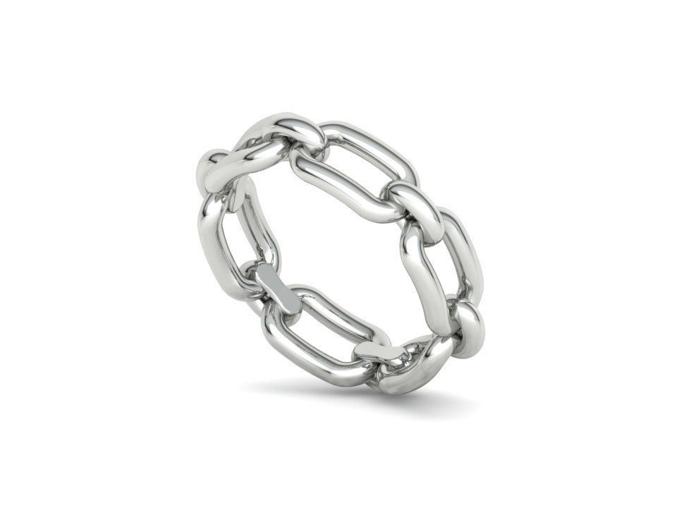 Classic Chain Link Ring 3dprint model  fingers 5-9US  3D print model_23