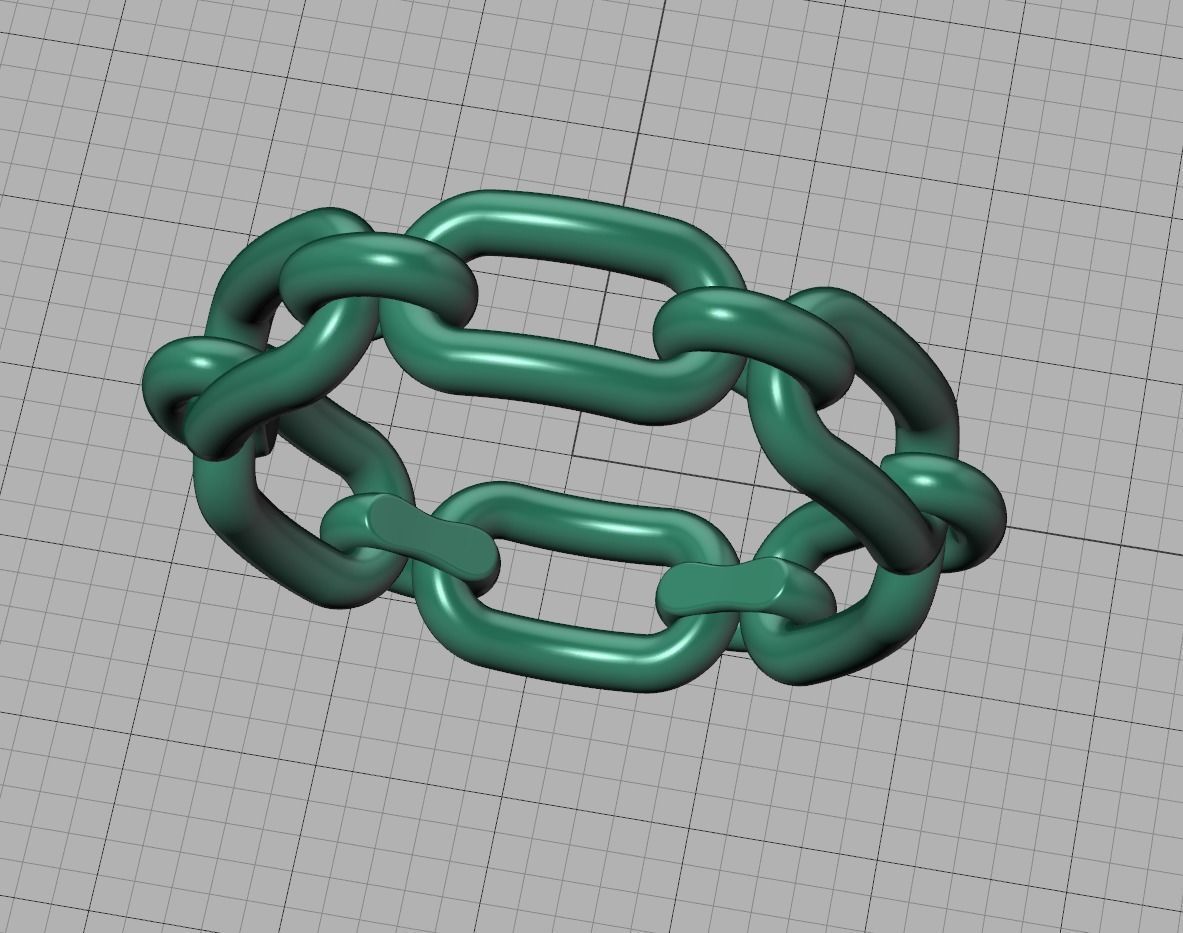 Classic Chain Link Ring 3dprint model  fingers 5-9US  3D print model_17