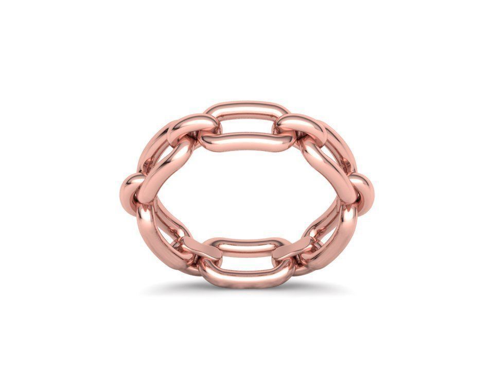 Classic Chain Link Ring 3dprint model  fingers 5-9US  3D print model_18
