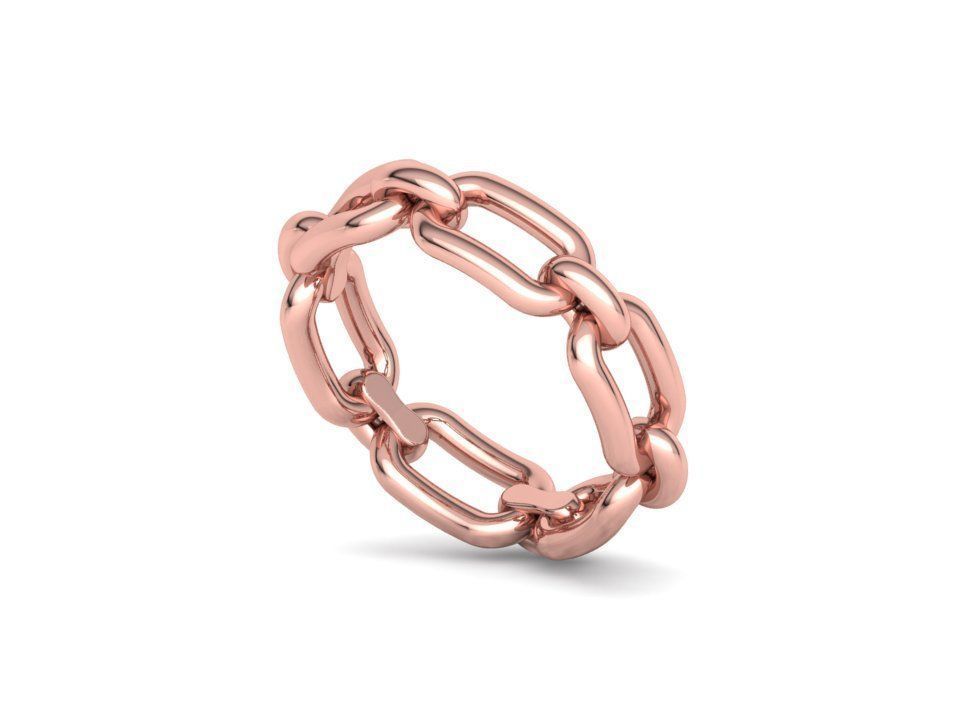 Classic Chain Link Ring 3dprint model  fingers 5-9US  3D print model_21