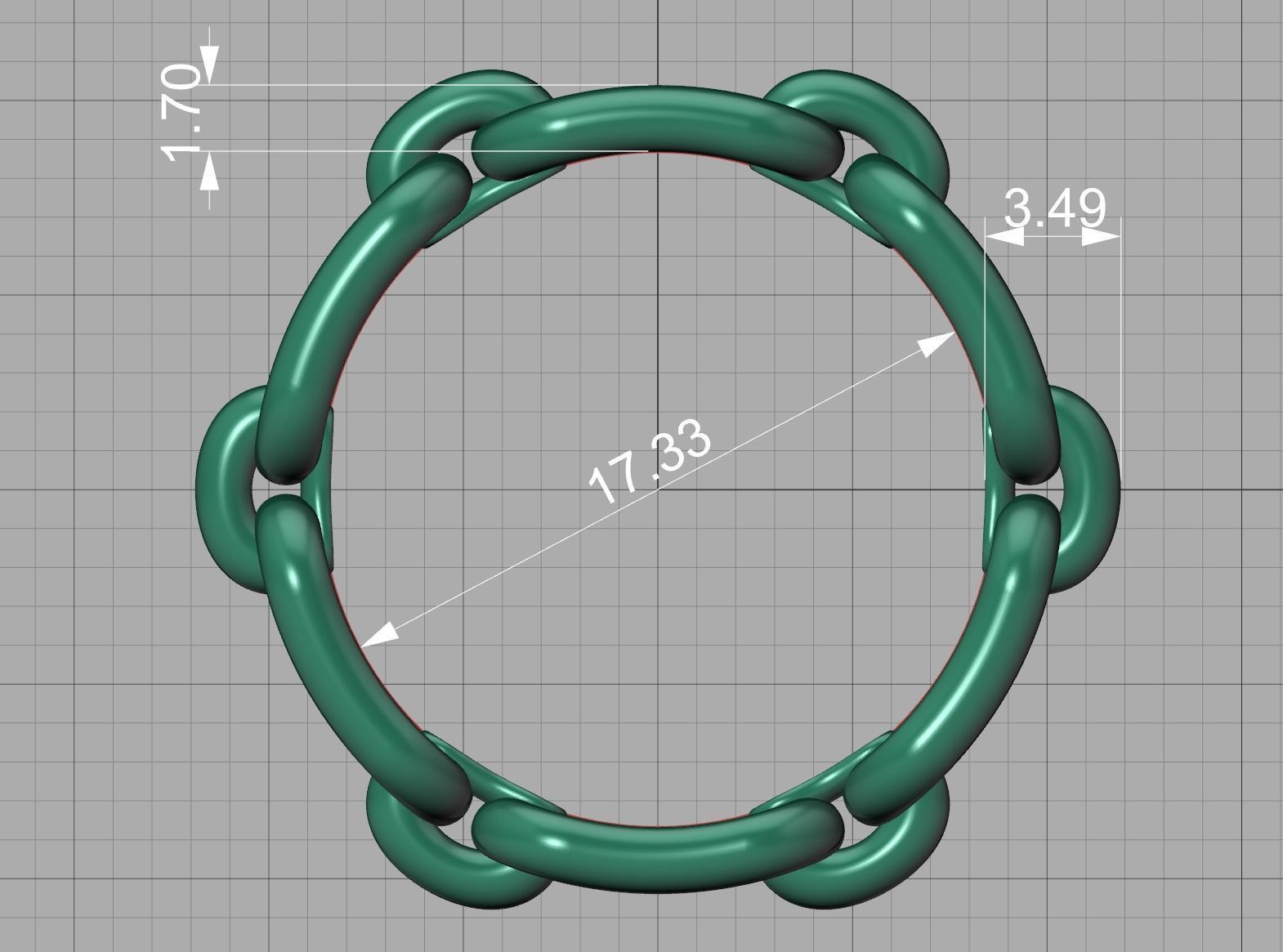 Classic Chain Link Ring 3dprint model  fingers 5-9US  3D print model_13