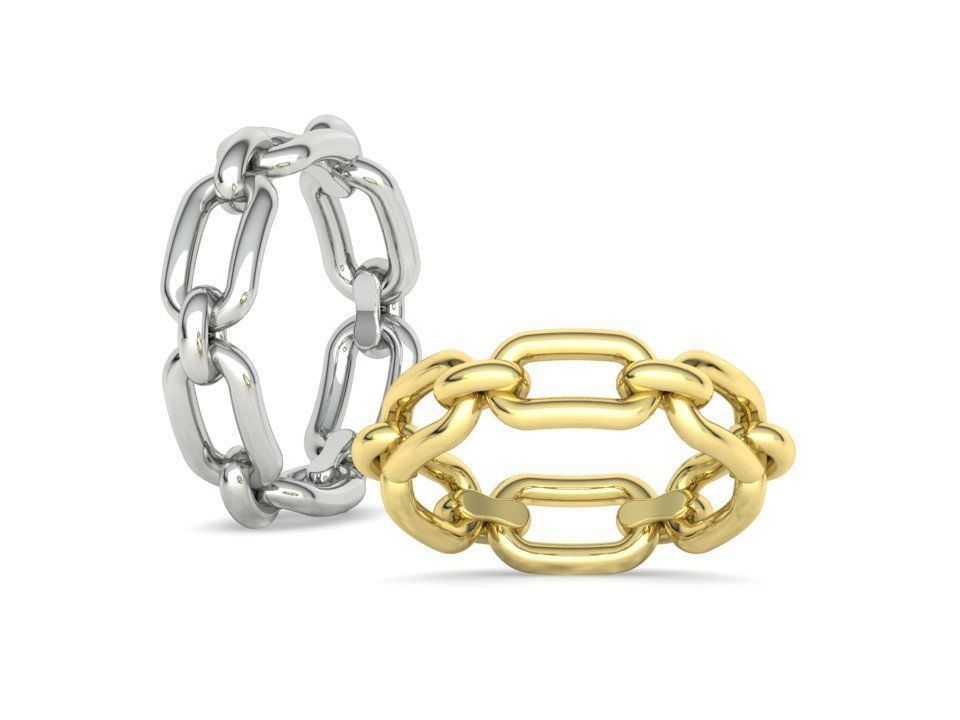 Classic Chain Link Ring 3dprint model  fingers 5-9US  3D print model_4