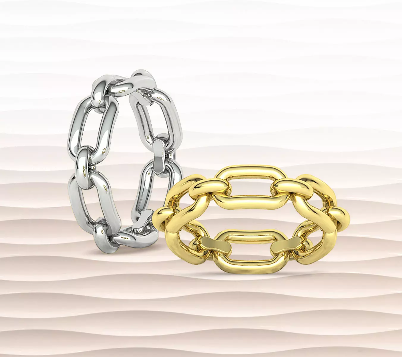 Classic Chain Link Ring 3dprint model  fingers 5-9US  3D print model_0