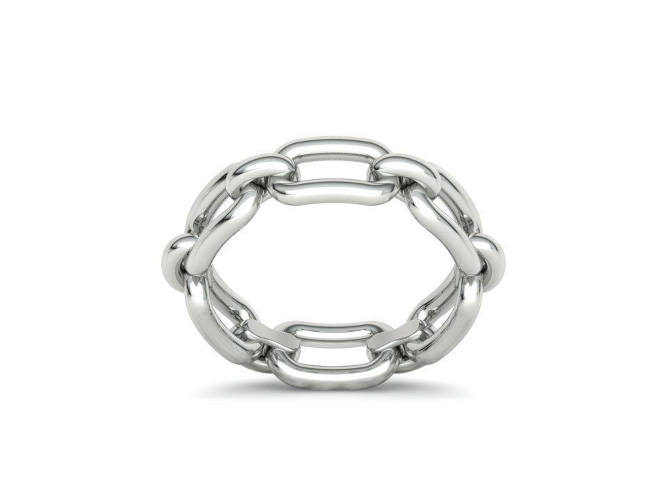 Classic Chain Link Ring 3dprint model  fingers 5-9US  3D print model_20