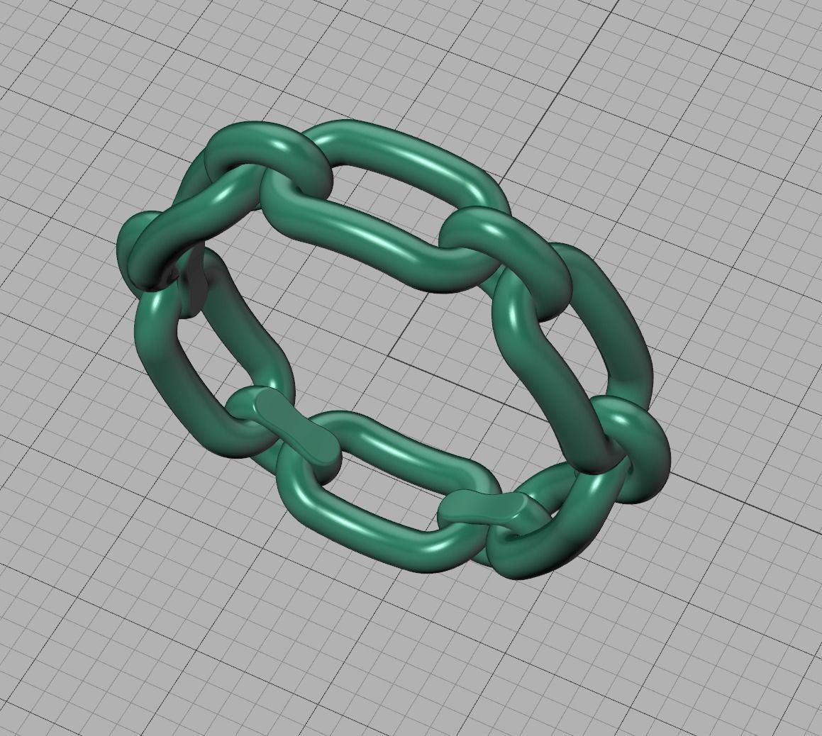 Classic Chain Link Ring 3dprint model  fingers 5-9US  3D print model_14