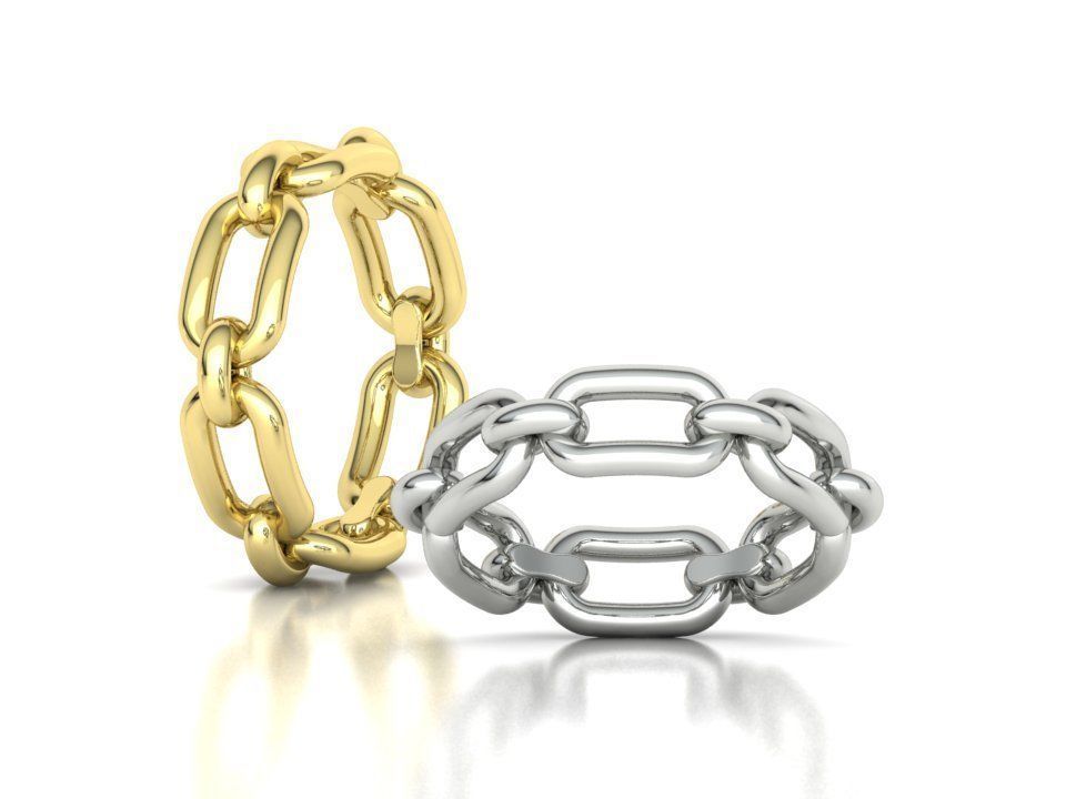 Classic Chain Link Ring 3dprint model  fingers 5-9US  3D print model_2