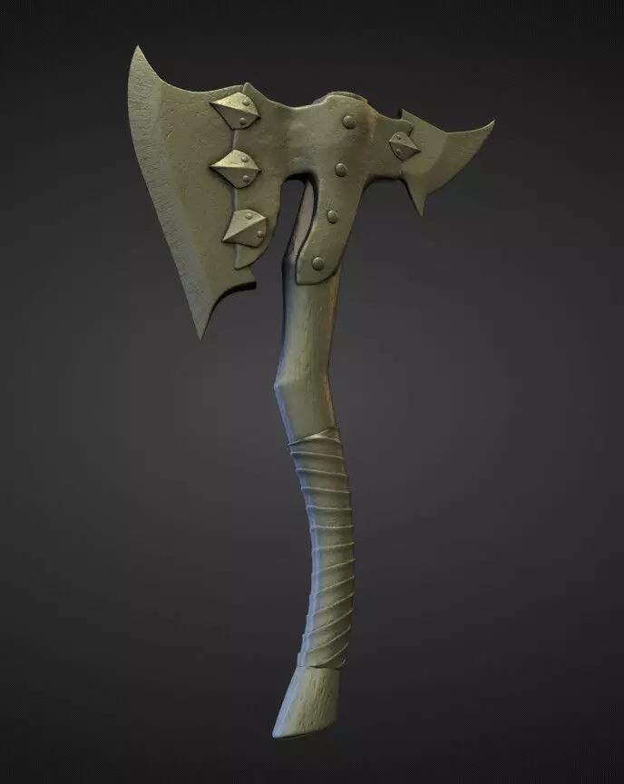 AXE9 high and low poly Low-poly 3D model_0