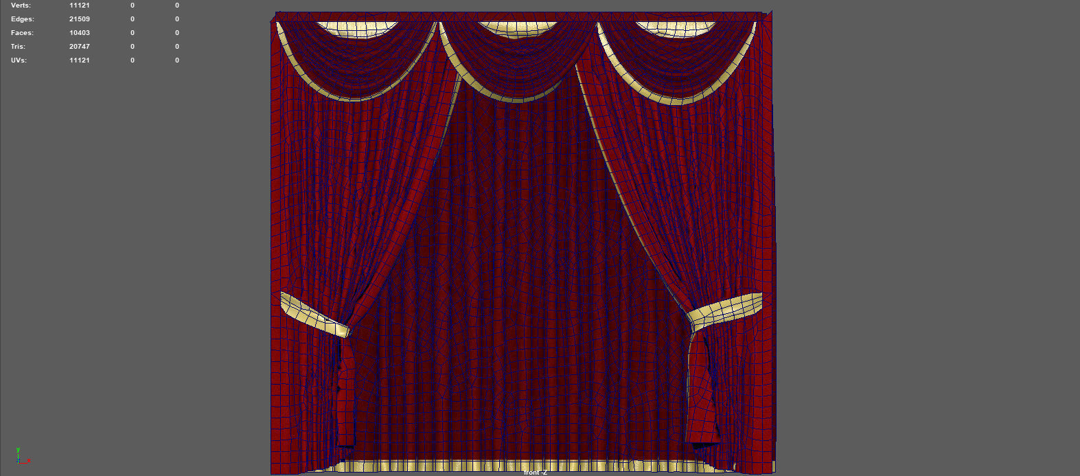 CURTAINS curtain with gold trim Low-poly 3D model_4