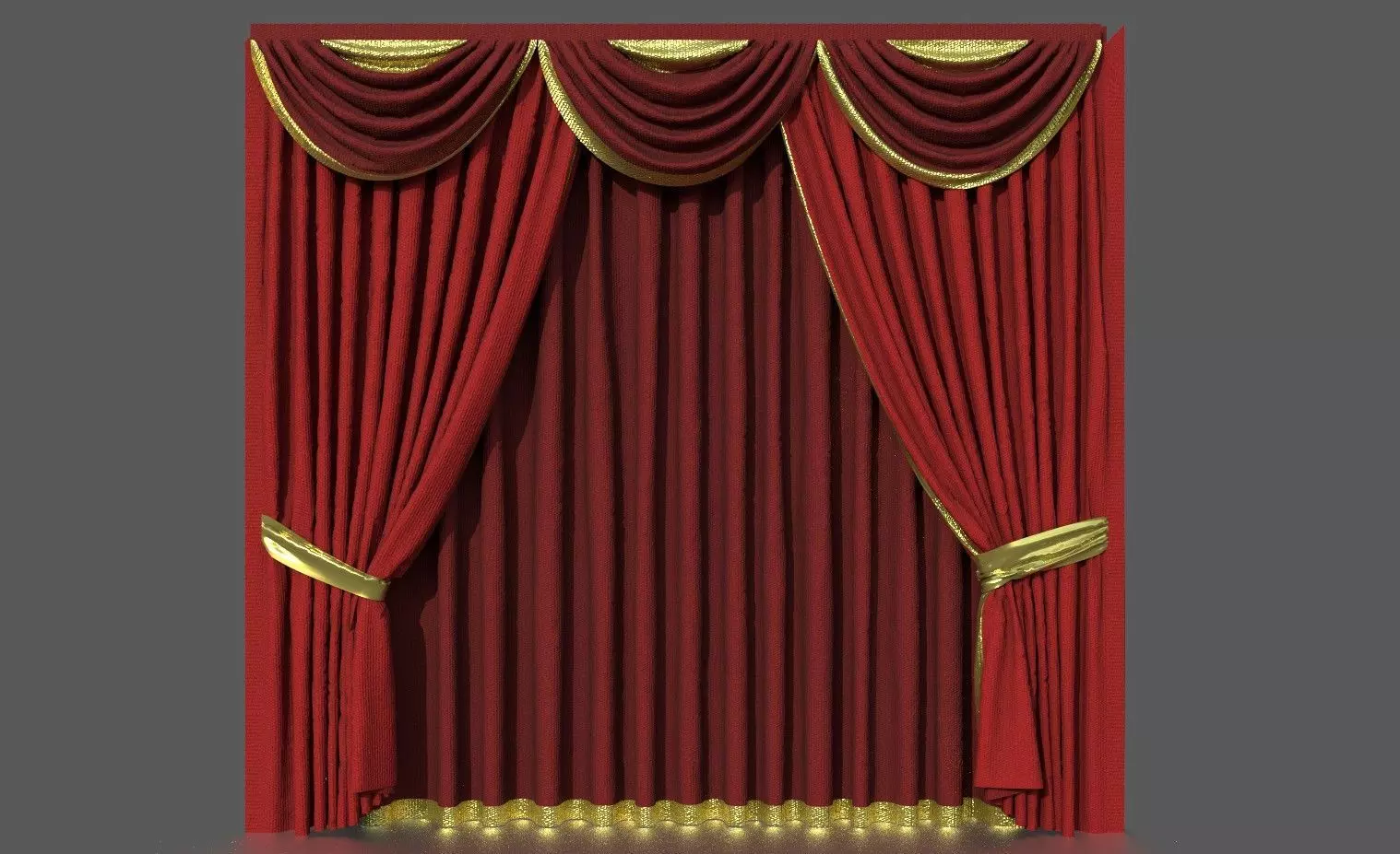 CURTAINS curtain with gold trim Low-poly 3D model_0