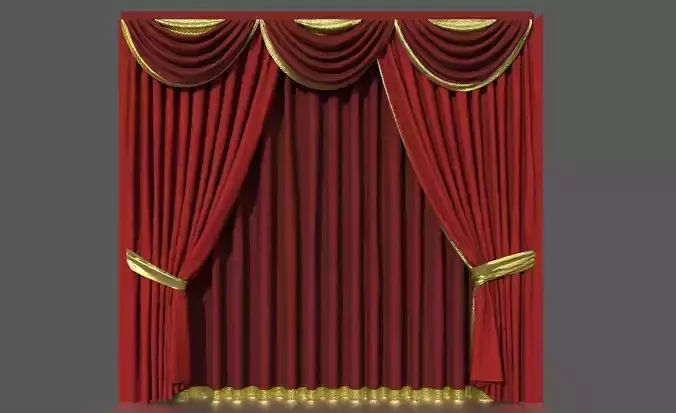 CURTAINS curtain with gold trim Low-poly 3D model