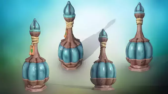 Stylized perfume bottle PBR low-poly game ready 3D model