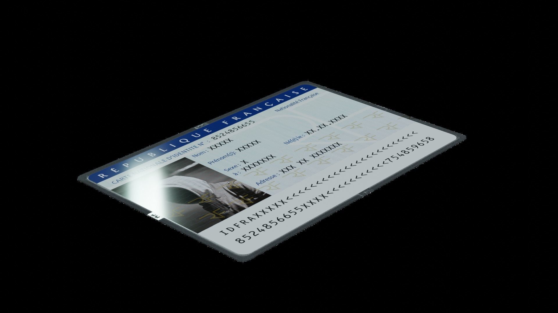 French identity card CNI Low-poly 3D model_3