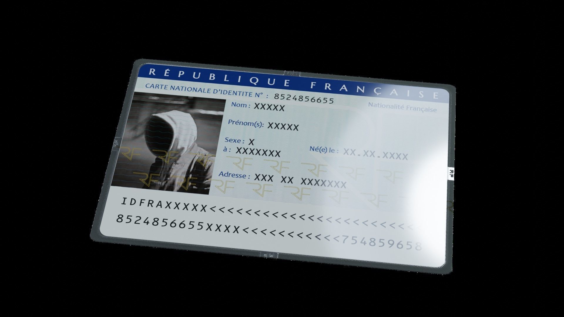 French identity card CNI Low-poly 3D model_1
