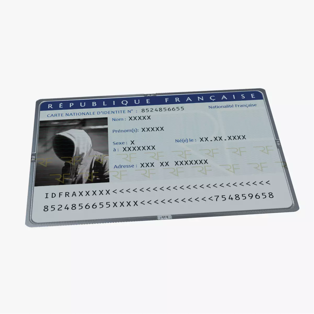 French identity card CNI Low-poly 3D model_0