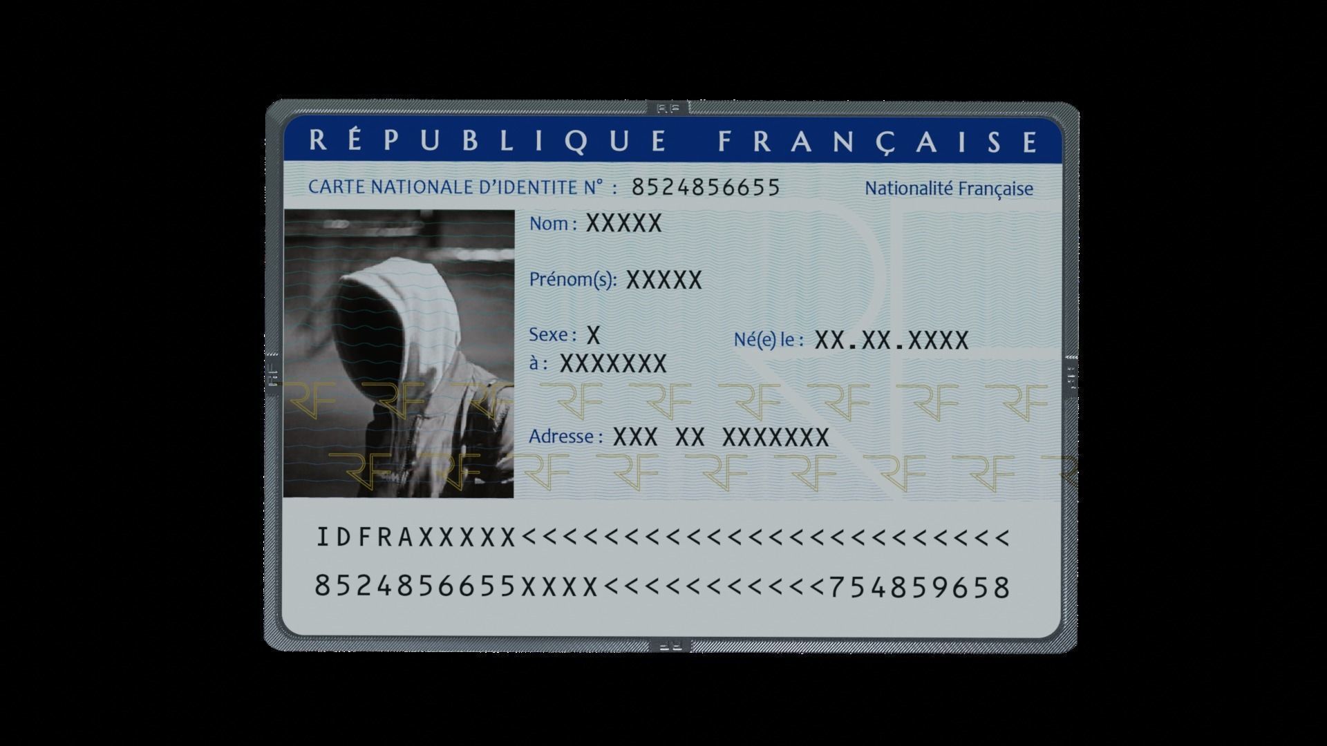 French identity card CNI Low-poly 3D model_2