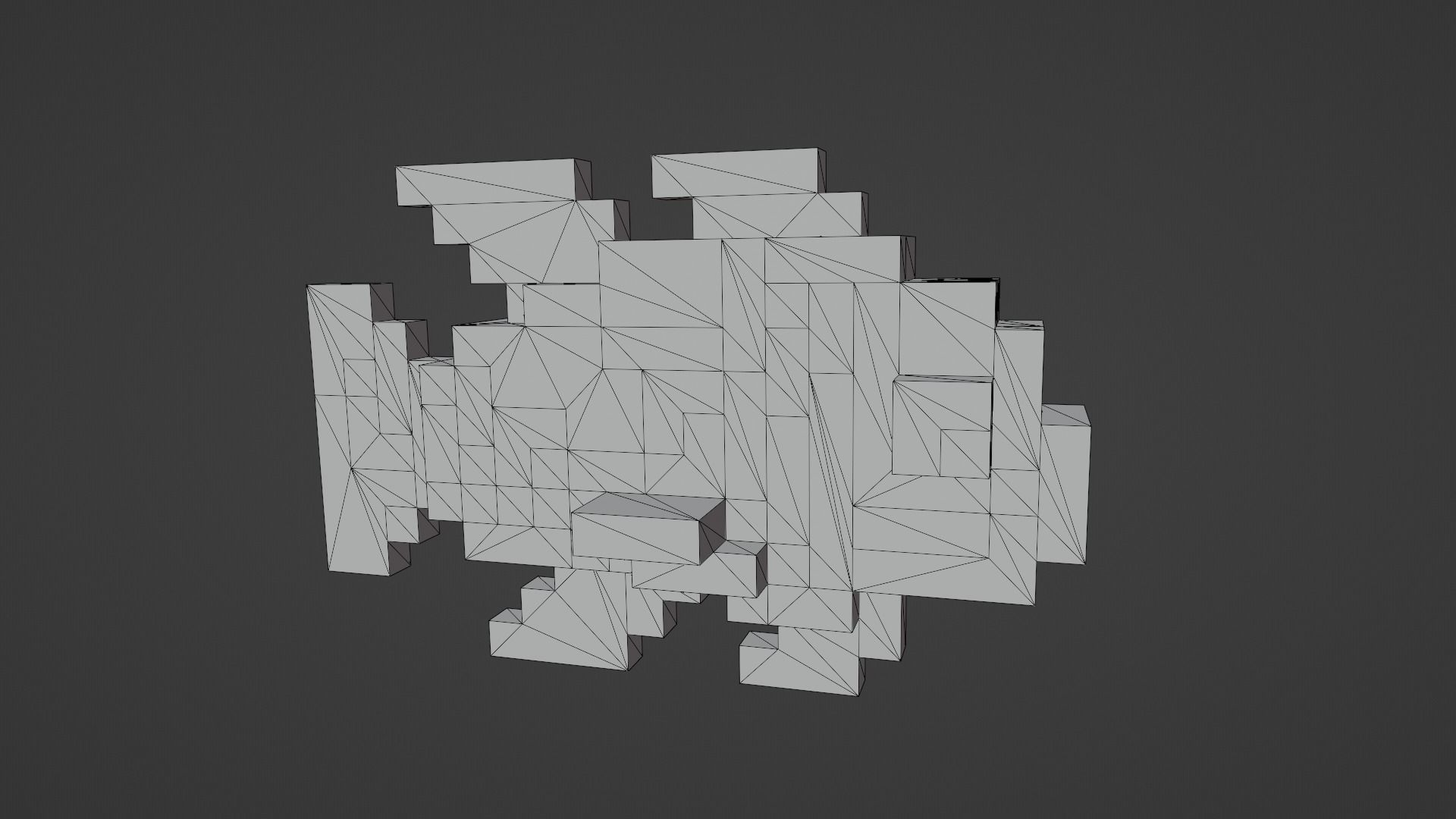 Voxel Blue Fish Low-poly 3D model_12