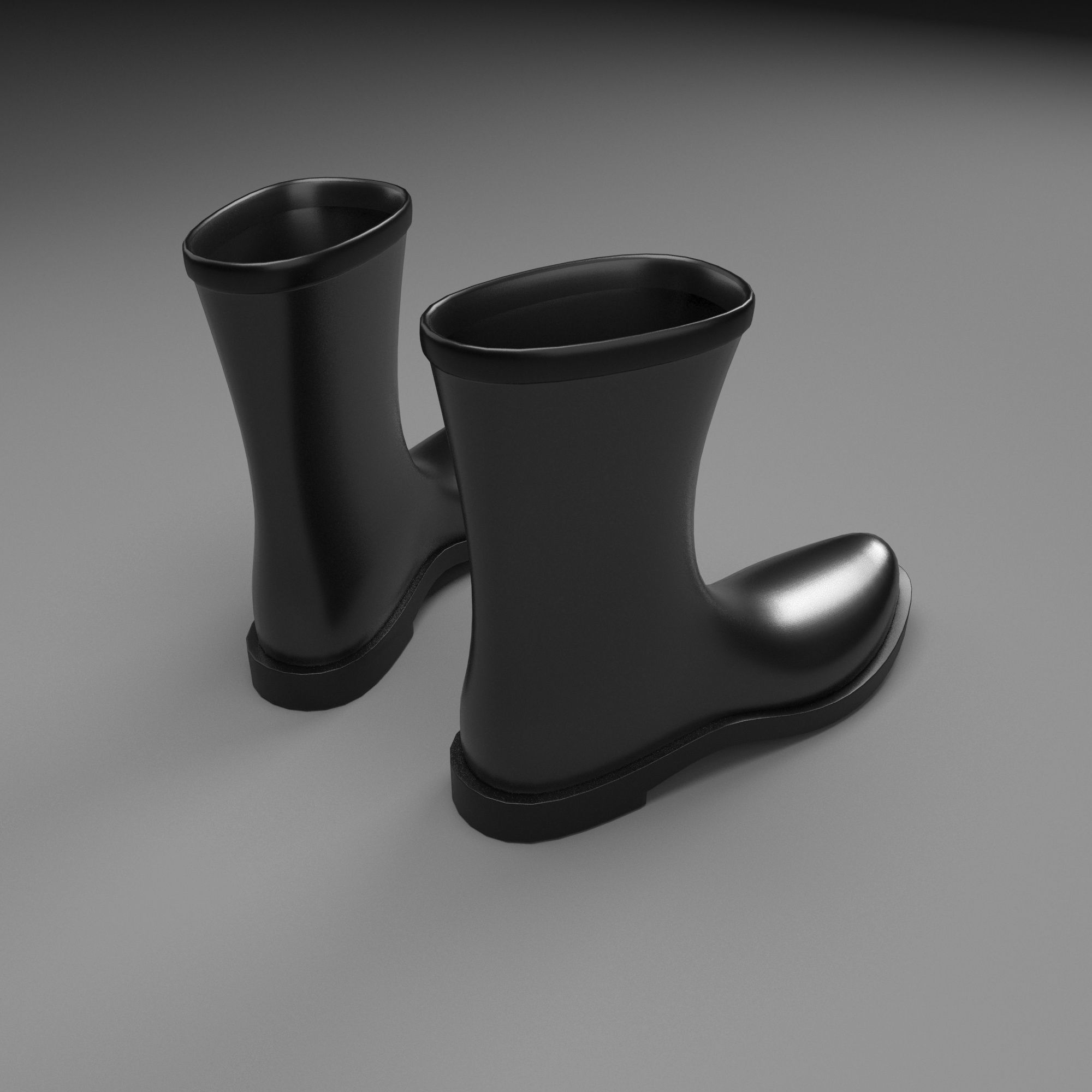 black ribber boots 3D model_8