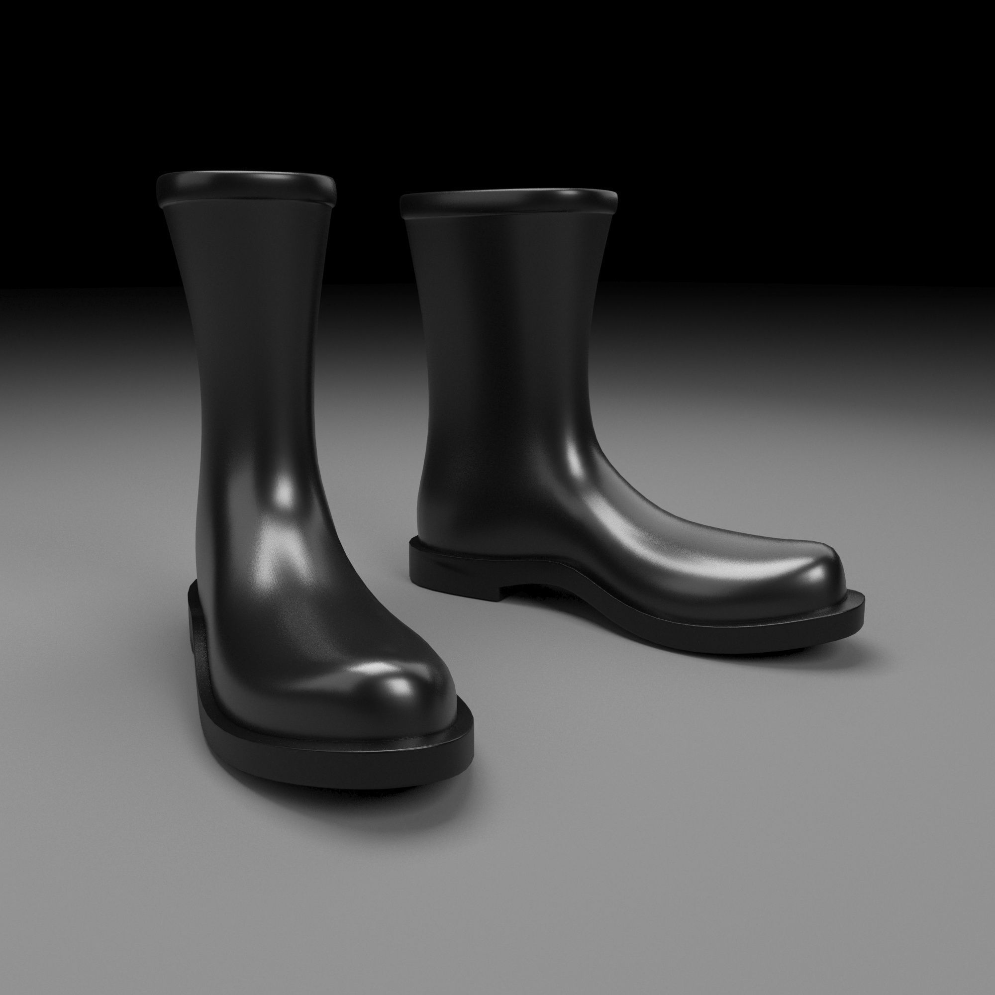 black ribber boots 3D model_6