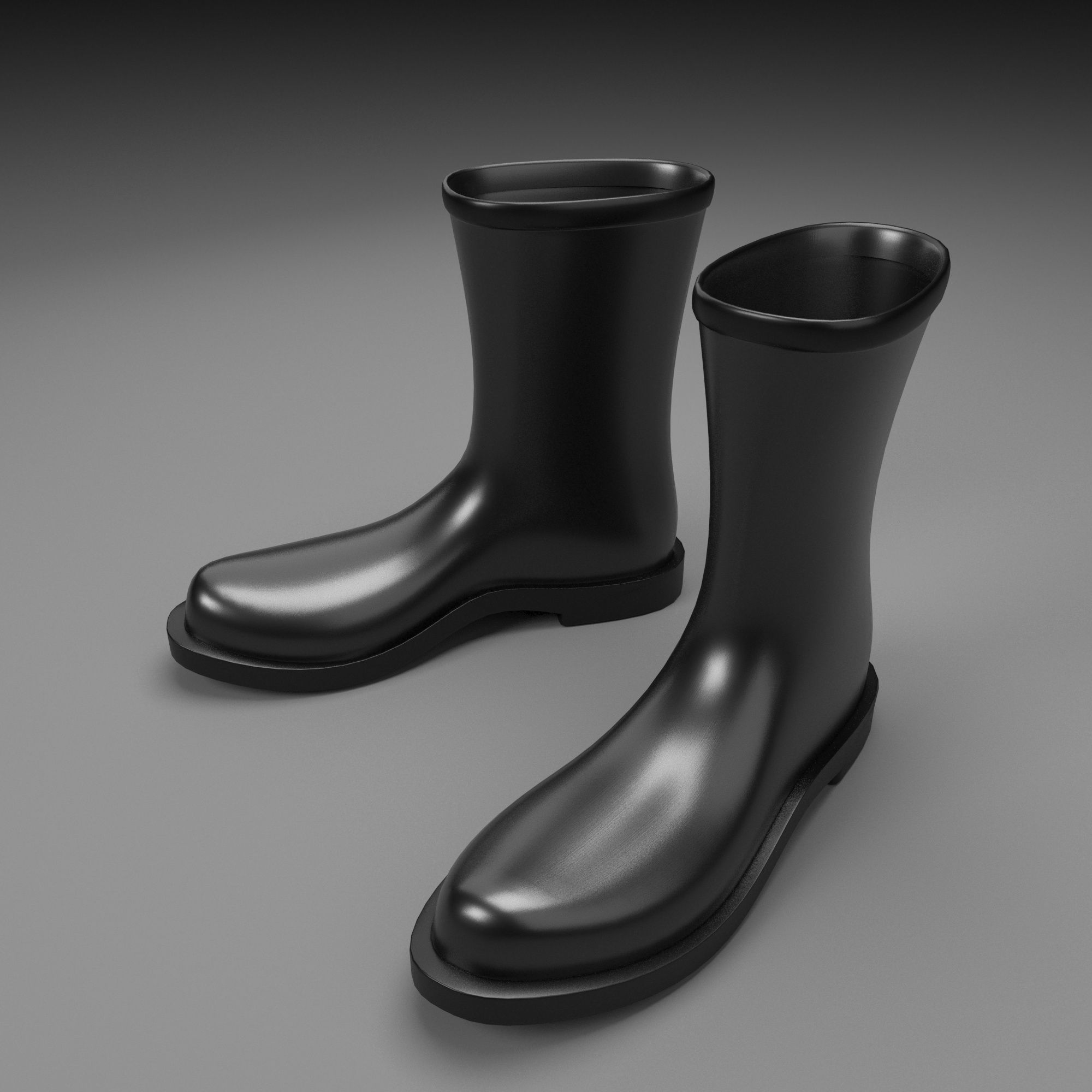 black ribber boots 3D model_2