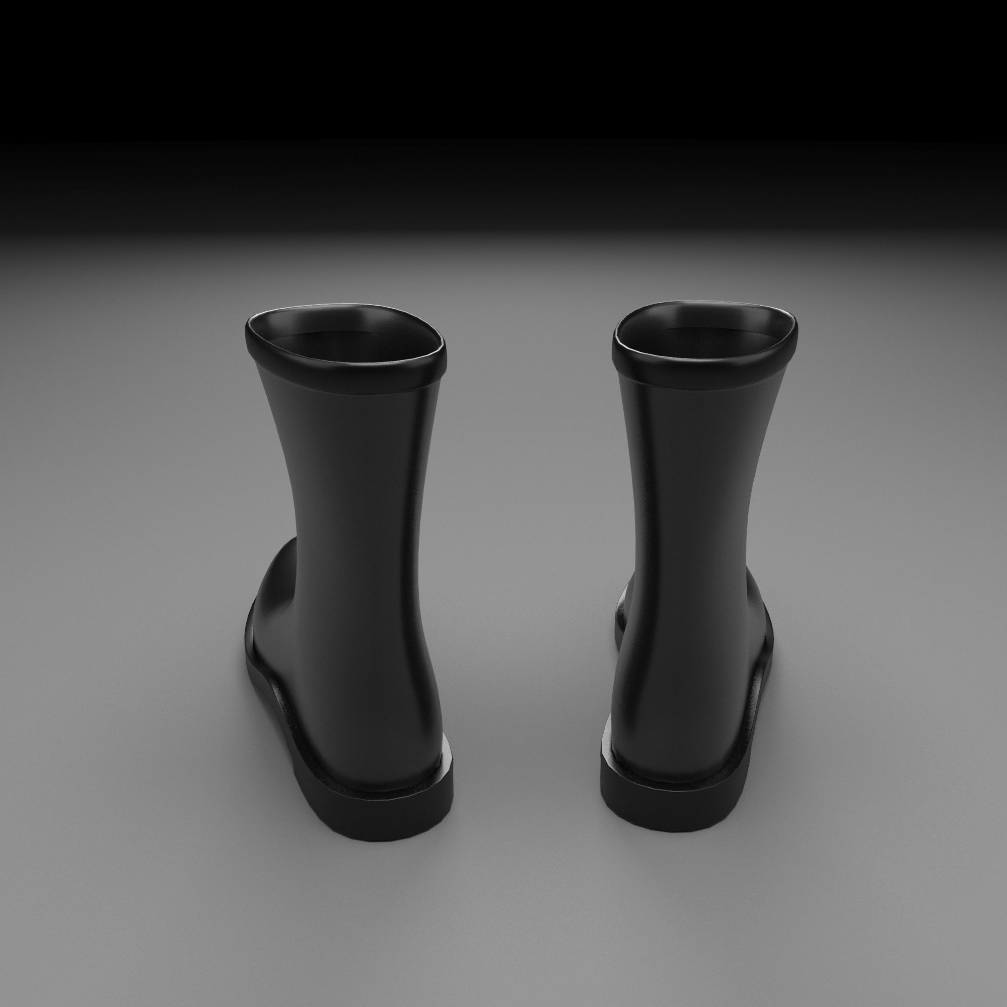 black ribber boots 3D model_9