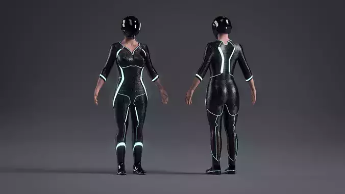WOMAN SCI-FI BIKER 3D model